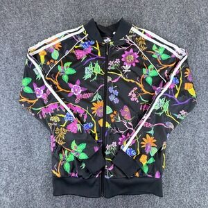 Adidas Poisonous Garden Track Jacket Womens S Black Multi Floral Raglan Sleeve